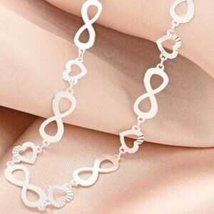 HEART and INFINITY Link Chain Necklace Italian Sterling SILVER